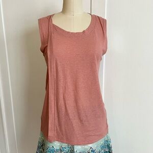 Cotélac Salmon Tank Top with Detailed Side Pleat